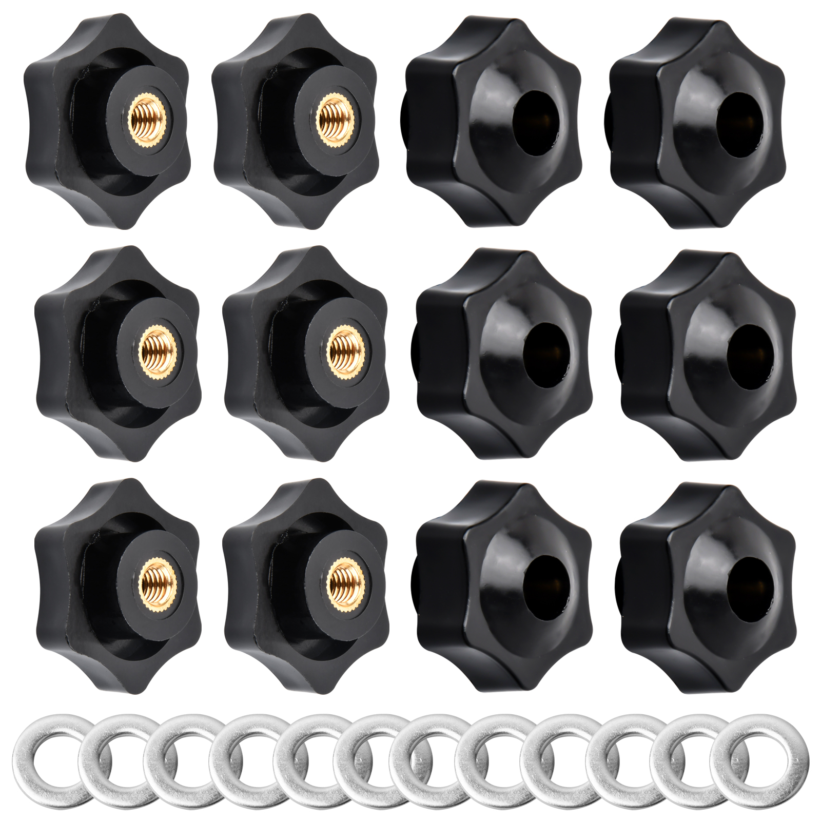 10 x star handle nut steel insert black M3 M4 M6 M8 M10 M12 wing