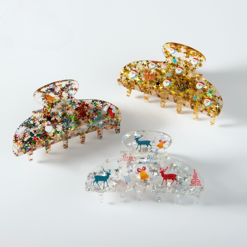 Acrylic Christmas Series Sparkling Stars Hair Clip