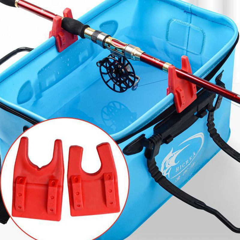 2pcs Portable Simple Clip-on Fishing Rod Holder, Universal Bucket Pole  Rack, Fishing Gear For Rock Fishing, Raft Fishing