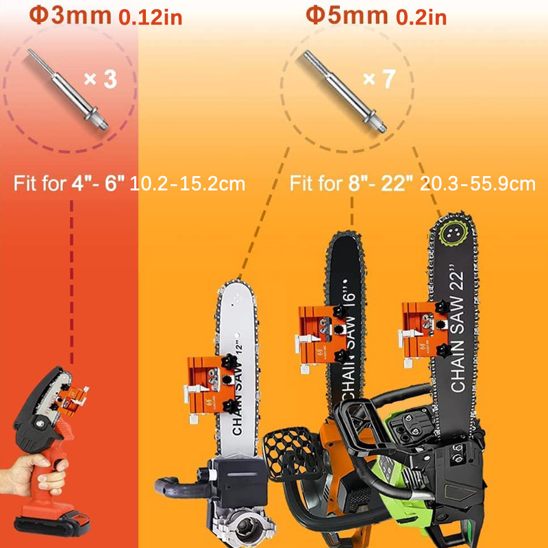 Kit d'affûtage de tronçonneuse à manivelle orange, scie à chaîne