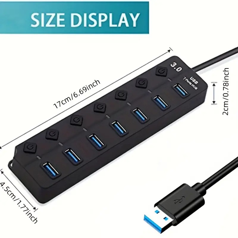 Conector USB Multiple 4 En 1 Cable Para Laptop PC Interruptor Iluminado  Calidad