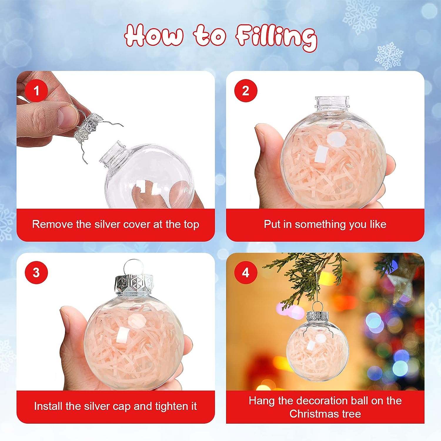 Diy Clear Plastic Fillable Balls Ornament Christmas Balls - Temu United  Arab Emirates