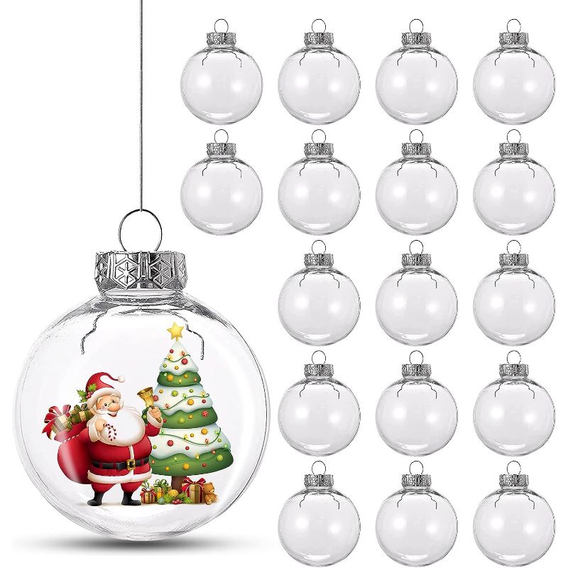 20 Pcs Clear Fillable Ornaments Ball,Transparent Plastic Craft Ornament  Balls,DIY Plastic Christmas Tree Hanging Ornaments Ball for  Wedding,Party,Home