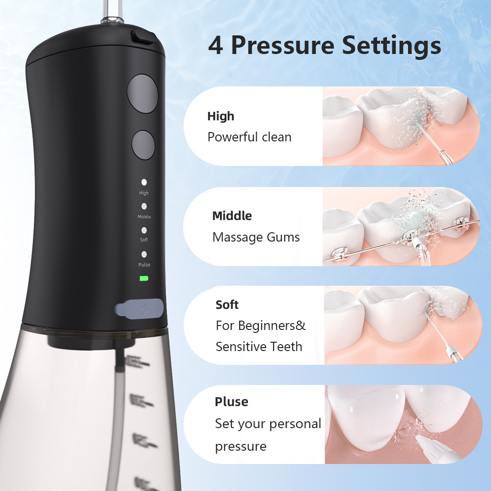 4 in 1 water flosser for teeth cordless water flossers oral irrigator with diy mode 4  tips tooth flosser portable and rechargeable for travel details 8