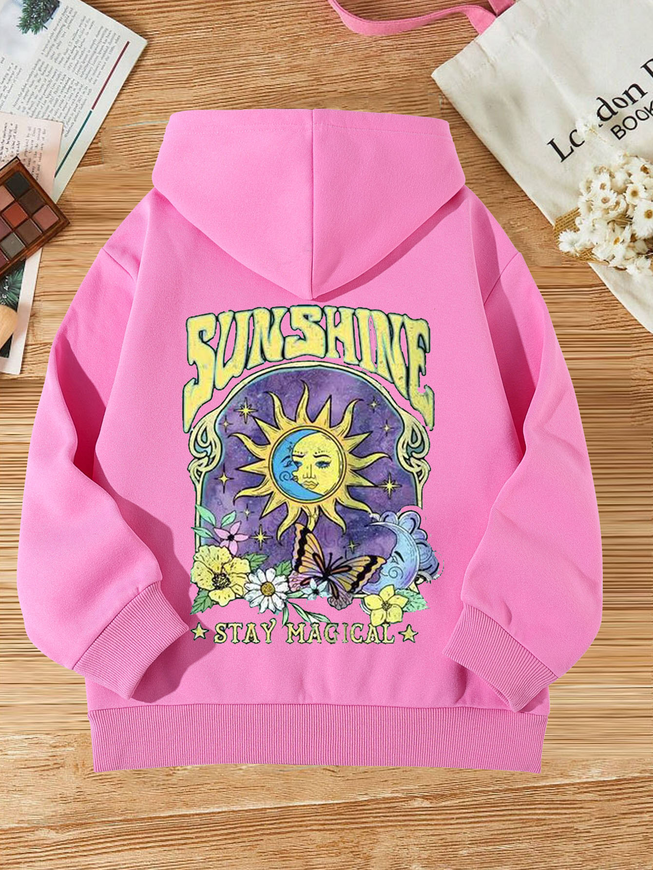 Girls Vintage Sunburst Back Graphic Hoodie Sweatshirt Loose Temu