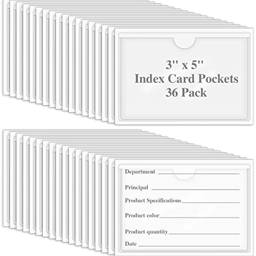 3x5 Index Card Holder With 5 Dividers, Labels (3 Colors, 3 Pack)