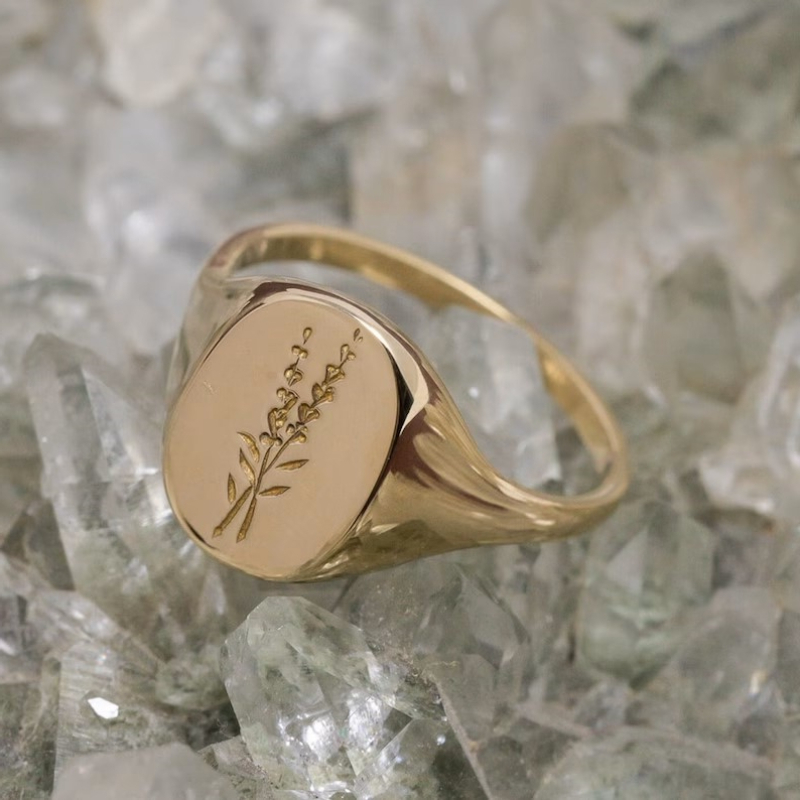Women's Lavender Carved Ring for Engagement and Weddings