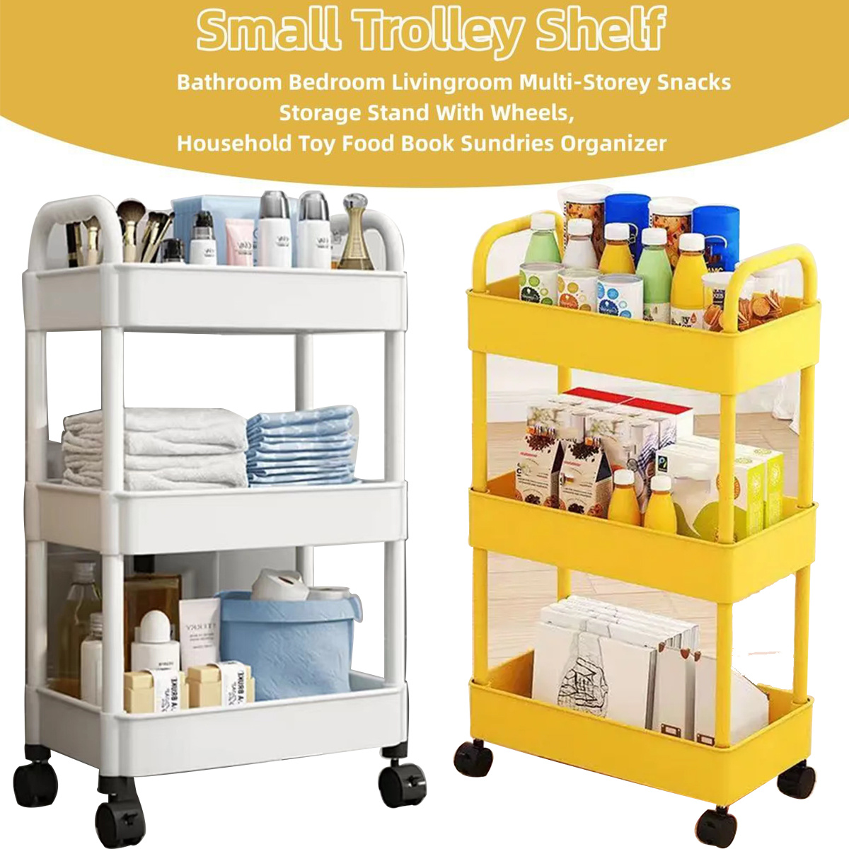 3-tier Cart Shelf, Shelf With Handles, Mobile Snack Cart For Kitchen,  Toilet, Office, Multi-tier Multifunctional Bedroom Bedside Storage Rack -  Temu