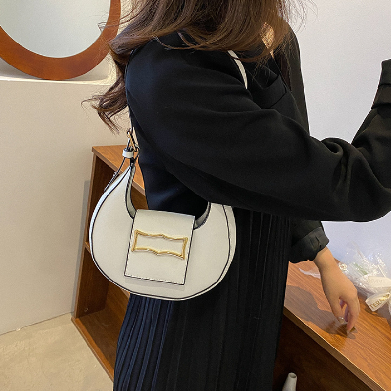 Mini Fashion Crescent Shoulder Bag, Solid Color Simple Hobo Bag