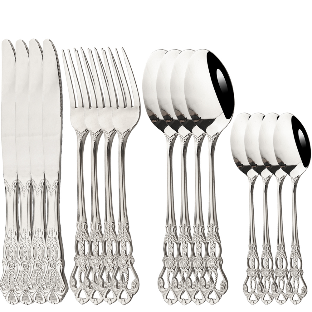 16 Pezzi Set Posate In Acciaio Inox Coltello Forchetta - Temu Italy