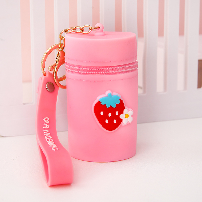 Ladies Leather Mini Keychain Bucket Lipstick Bag Charm Handbag Backpack  Storage 