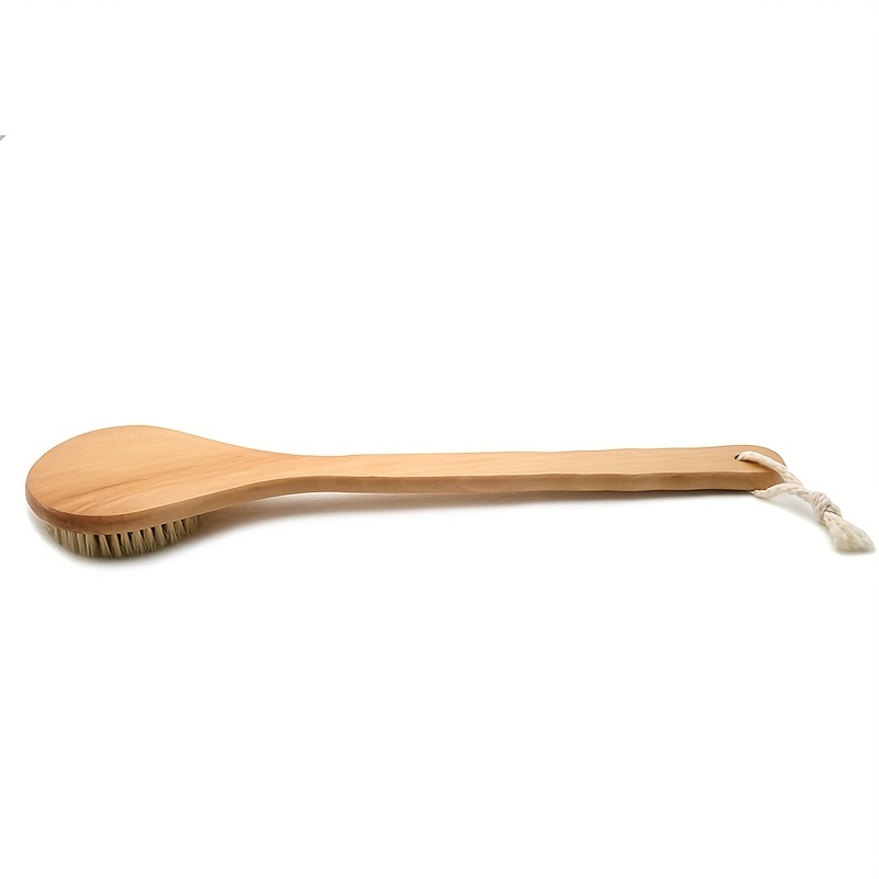 1pc Wooden Back Scrubber For Shower, Long Handle Bath Sponge Shower Brush,  Back Cleaner Washer, Body Bath Brush For Women And Men, Bathroom Shower Acc