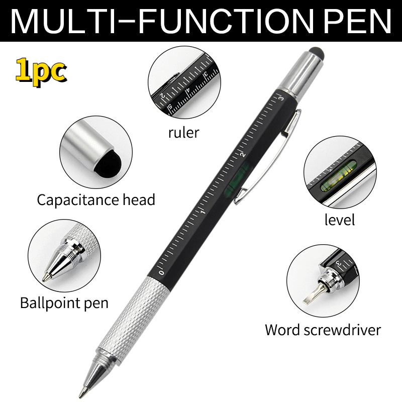 Bolígrafo multifunción 6 en 1, pluma multiusos con destornillador
