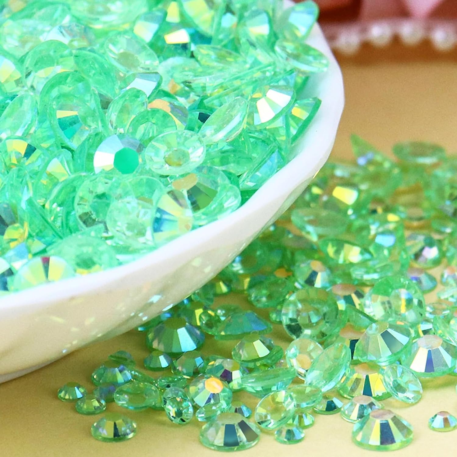 Emerald Green Ab Resin Rhinestones Bulk Transparent Gemstones For Crafts  Tumblers Acrylic Nail Material No Hot Fix Crystals