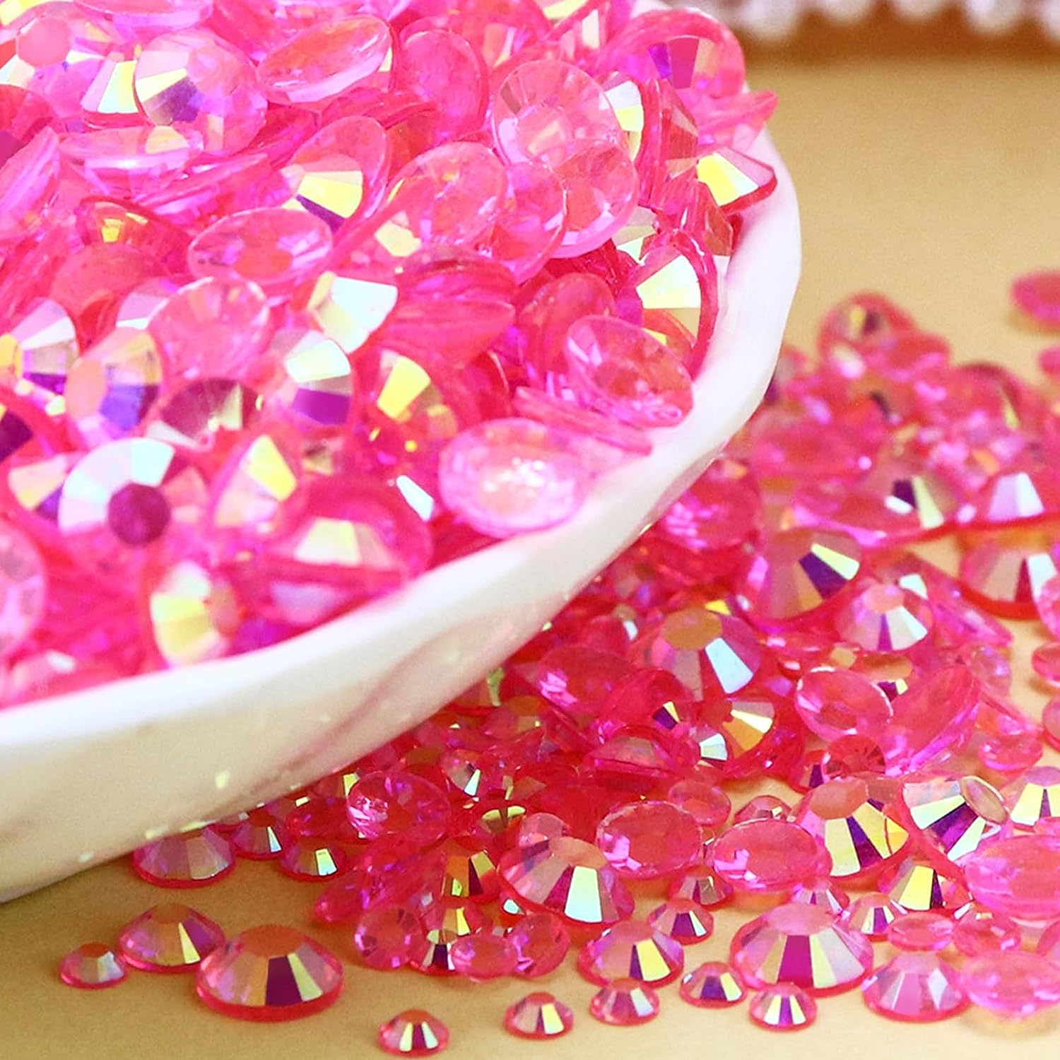  CLRDIVA Bulk 18000PCS Mix 3MM 4MM 5MM Rose Hot Pink AB Resin  Flatback Rhinestones Jelly Gems, Wholesale Flat Back Crystals Stones Diamonds  for Crafts, Tumblers, Makeup, Nails (Hot Pink AB) 