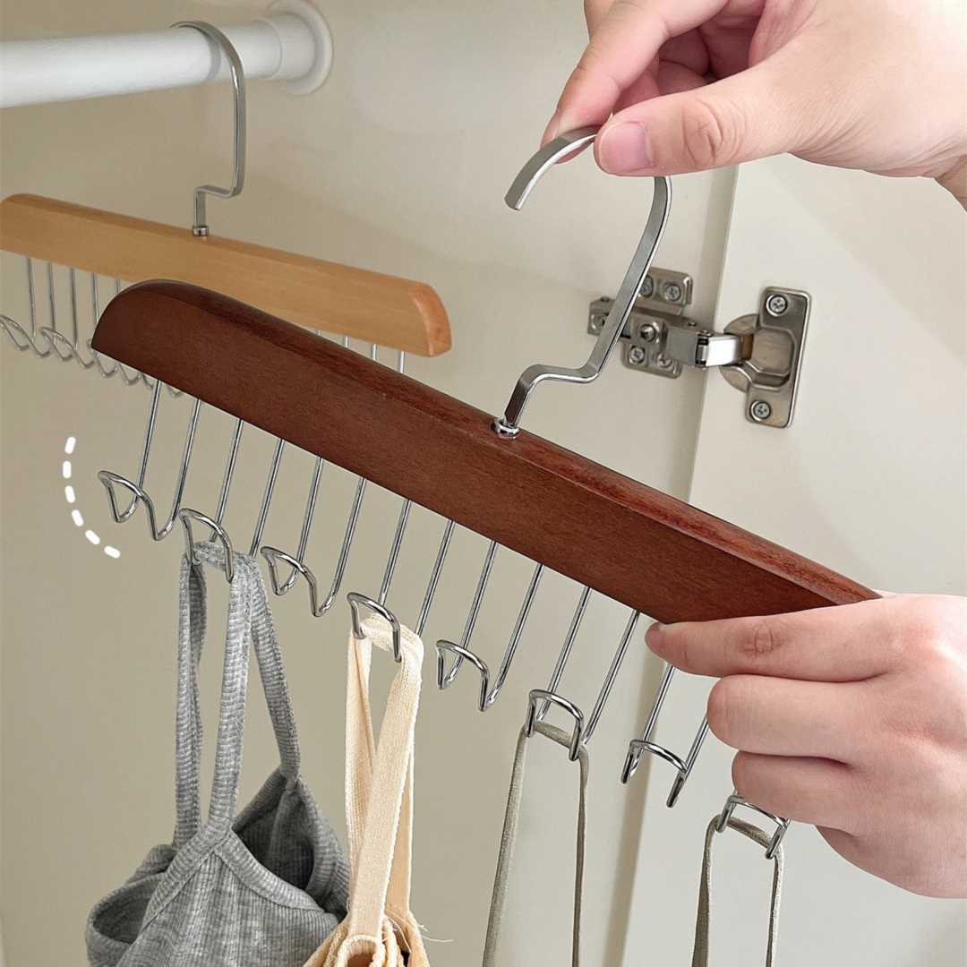 Solid wood clothes hangers 3 pieces/set North American black walnut + brass  beauty - Shop CHONG Hangers & Hooks - Pinkoi