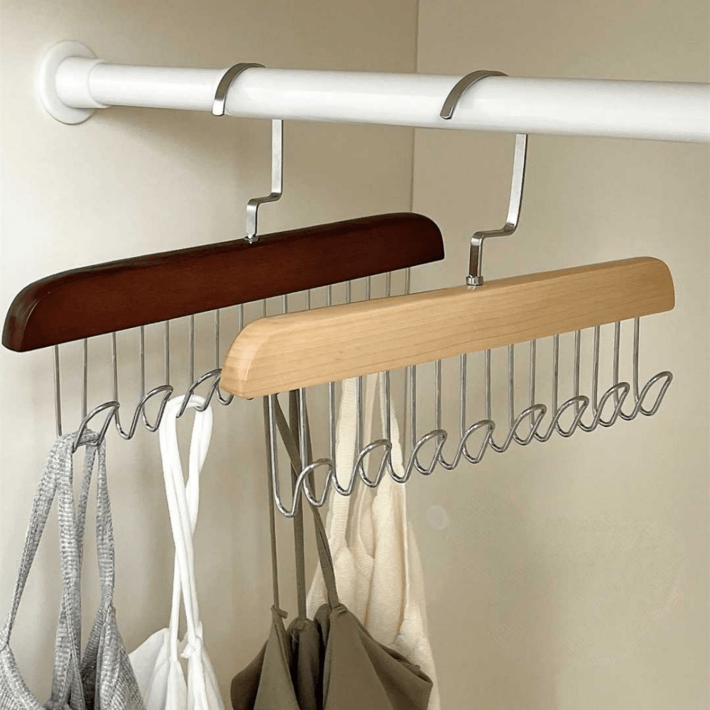 Wooden Clothes Hanger 8 Hooks Bra Space Saving Hangers Heavy - Temu