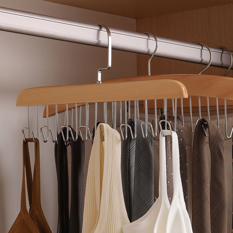 2pcs Top Hangers, Bra Hangers For Closet, Wooden Hangers 360° Rotating,  Space Saving Closet Organizer And Storage For Home