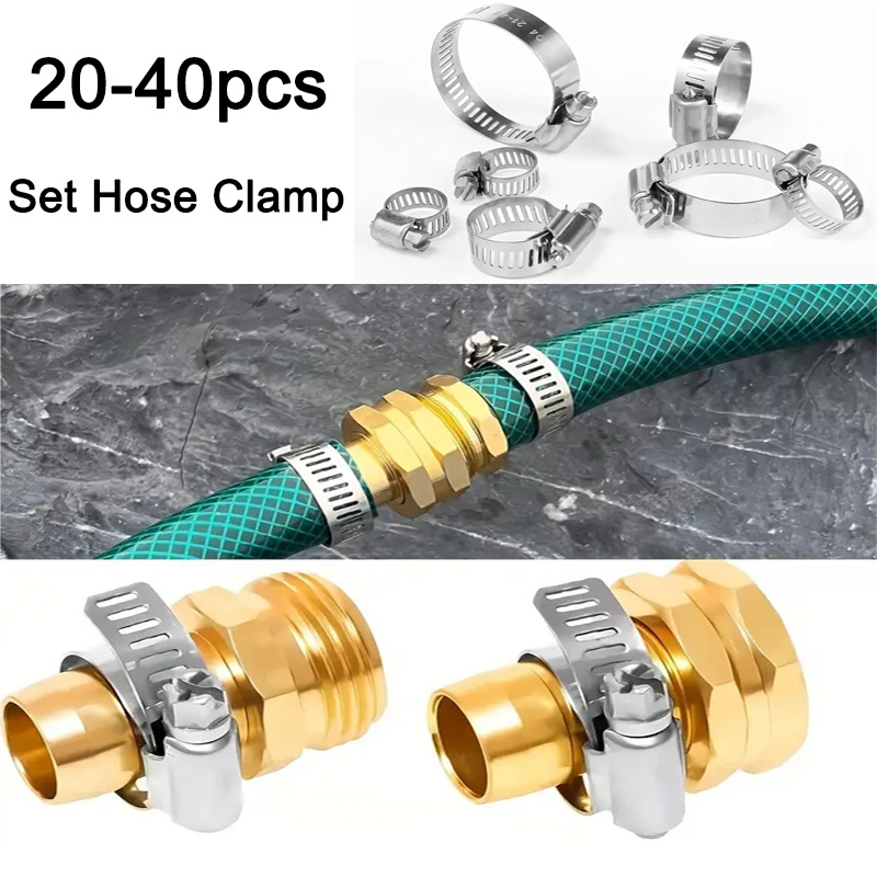 Hose Clamp Set 304 Stainless Steel Worm Gear Clamps For - Temu
