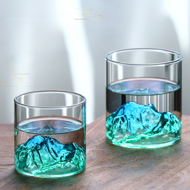 

1pc, 3d Glass Cup, Mountain Inside Water Cup, High Borosilicate Glass Coffee Cups, Drinking Glasses For Juice, Milk, Tea, And More, Summer Winter Drinkware