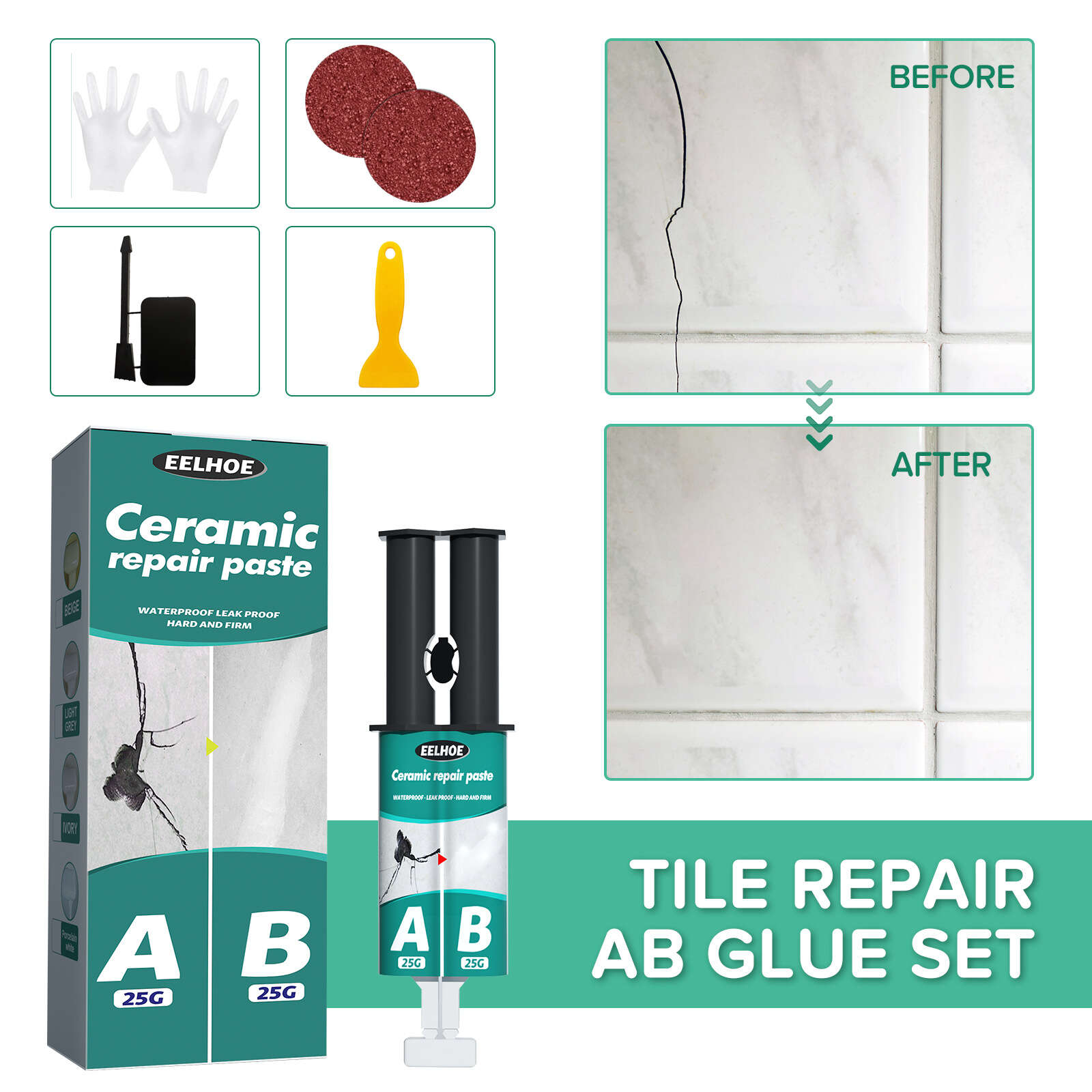 Ceramic Tile Repair Ab Adhesive Set Metal Ceramic Tile - Temu