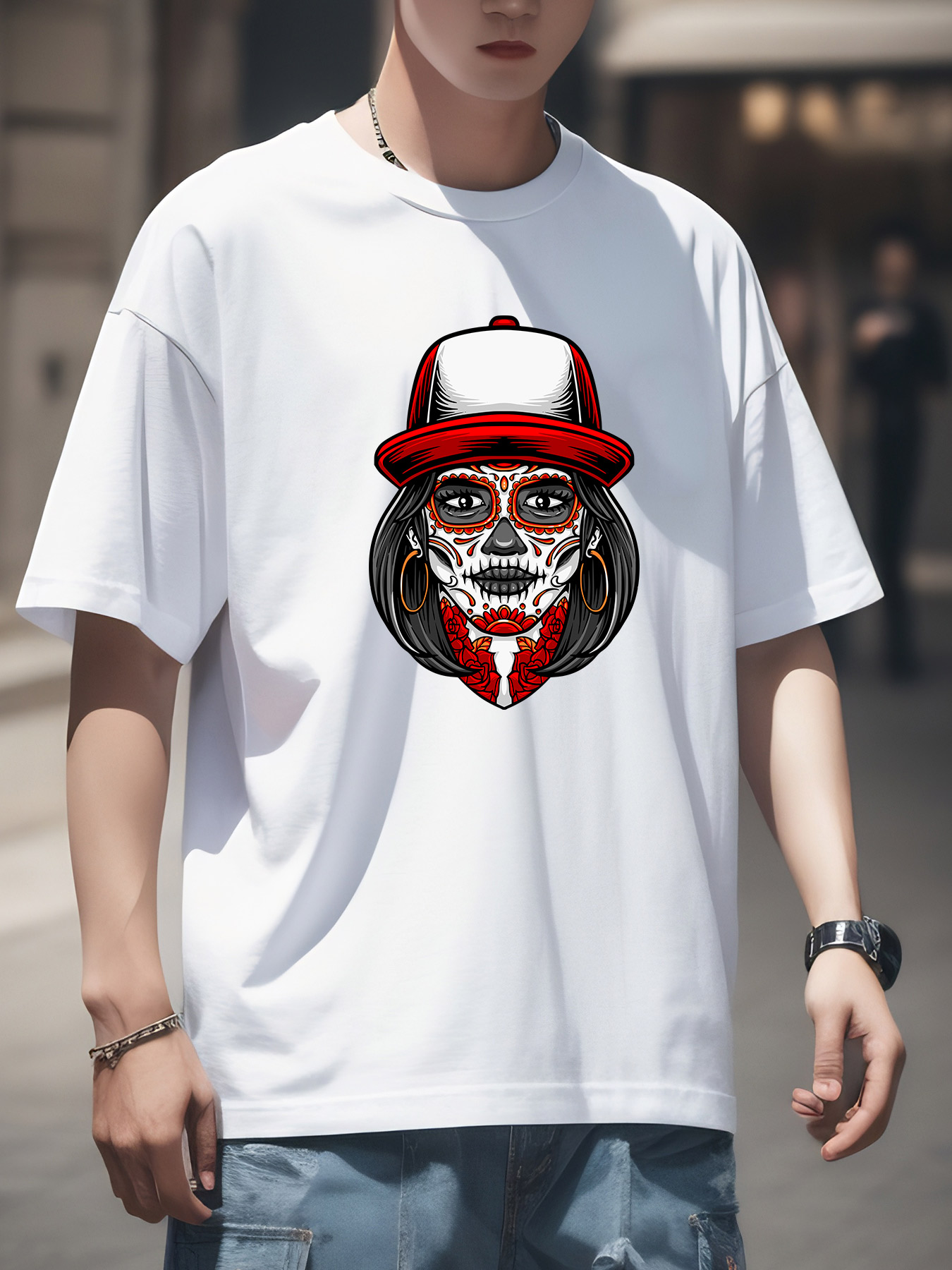 Baseball Face Skeleton Skull Baseball Sleeve Shirt