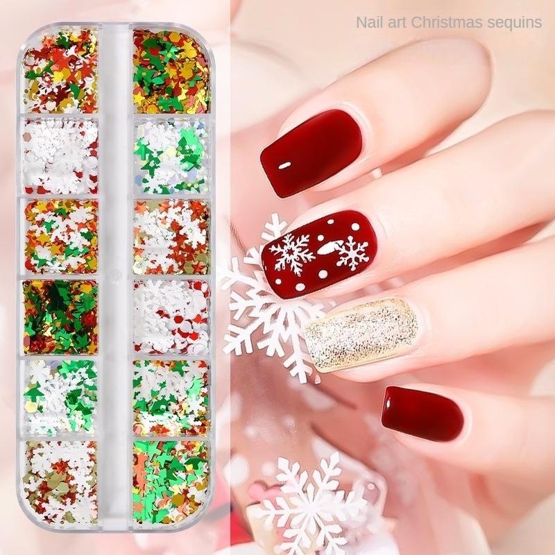 Snowflake Glitter Nail Sequins 3d Colorful Christmas - Temu United Arab  Emirates