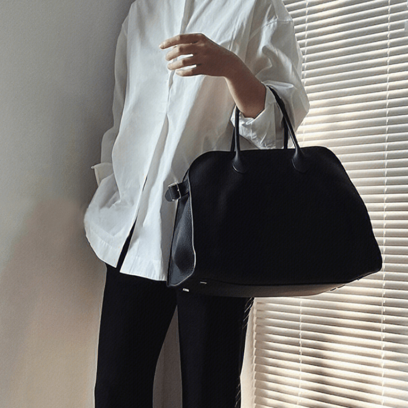Genuine Leather Bucket Bag Women 2023 New Fashion Wide Shoulder