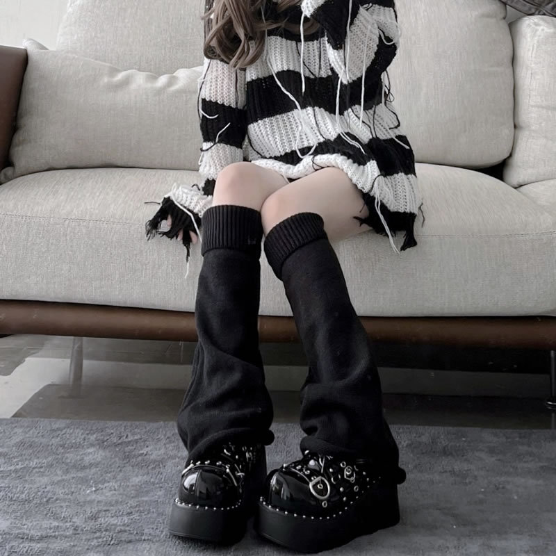 Y2k Star Pattern Knitted Leg Warmers Breathable Knee High - Temu