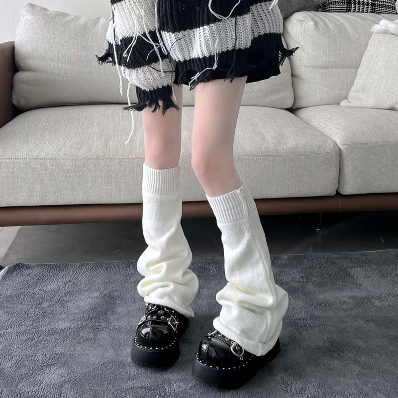 1 Pair Y2k Star Pattern Knitted Leg Warmers, Breathable Knee High Leg  Socks, Streetwear Boots Socks