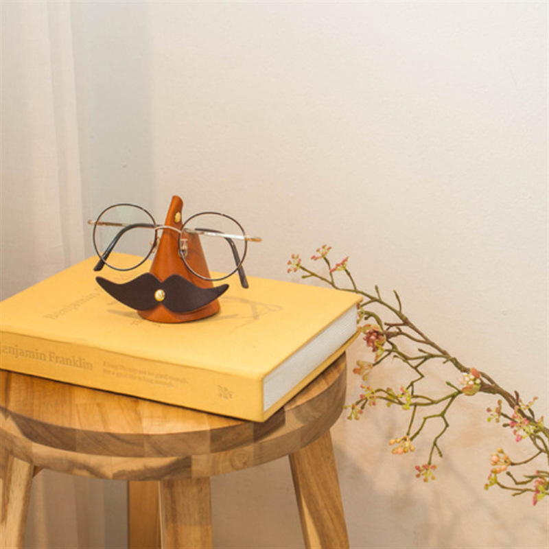 Moustache Eyeglass Holder, Wood Handcrafted Eyewear Stand, Desk Organiser