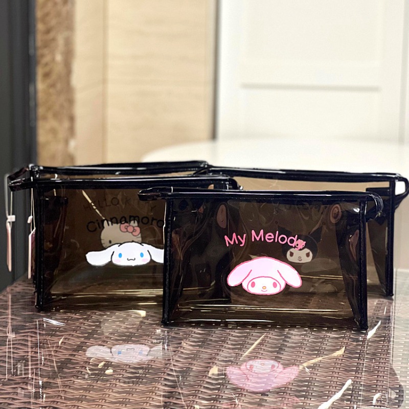 Kawaii Anime Sanrios HelloKittys Cinnamoroll New Small Bag My Melody Girls'  Cherry Jelly Makeup Storage Wash Bag Big Face Shape
