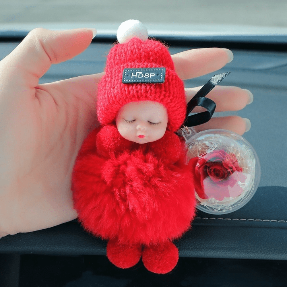 Cute Small Sleeping Baby Doll, Fluffy Keyring Hanging Pendant for Bag  Accessories & Gift 1PCs