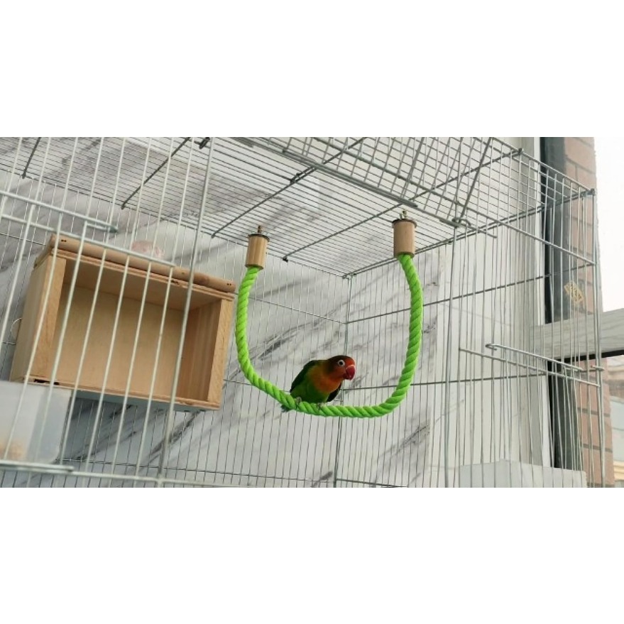 Green Bird Rope Parrot Perch Swing Bird Cage Station Pole - Temu