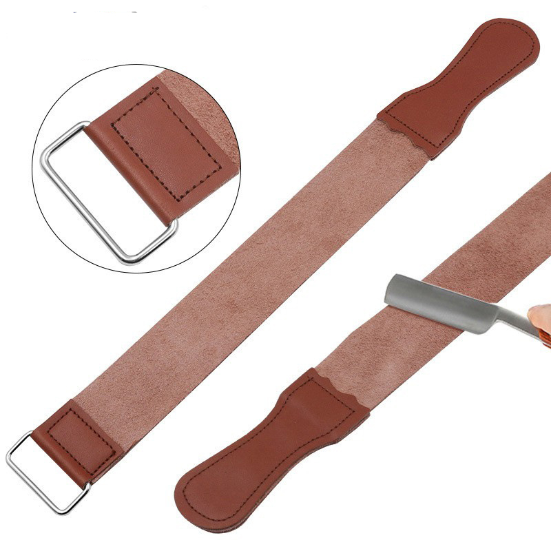 OTVIAP Genuine Leather Strop Strap Barber Straight Razor Folding Knife  Shave Sharpener Sharpening Belt Razor Belt Leather Strop 