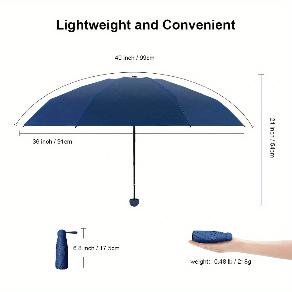 Travel Umbrella, Compact Lightweight Portable Waterproof Folding Umbrella, With 6 Ribs Reinforced UV Protection Umbrella For Men Women details 0