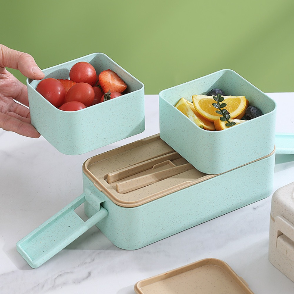Multiple Colors Portable Bento Box With Lid Spoon And Fork - Temu