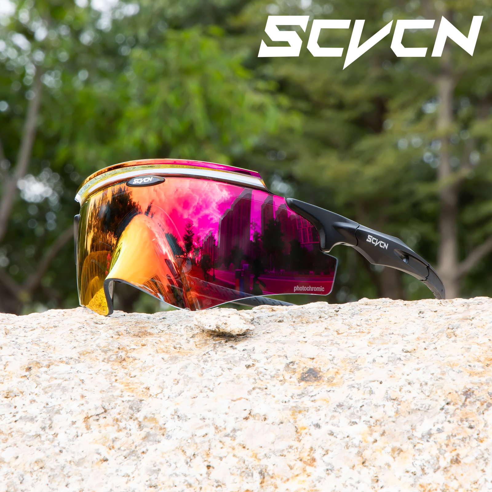 SCVCN Mens Cycling Sunglasses Photochromic Mountain Bicycle
