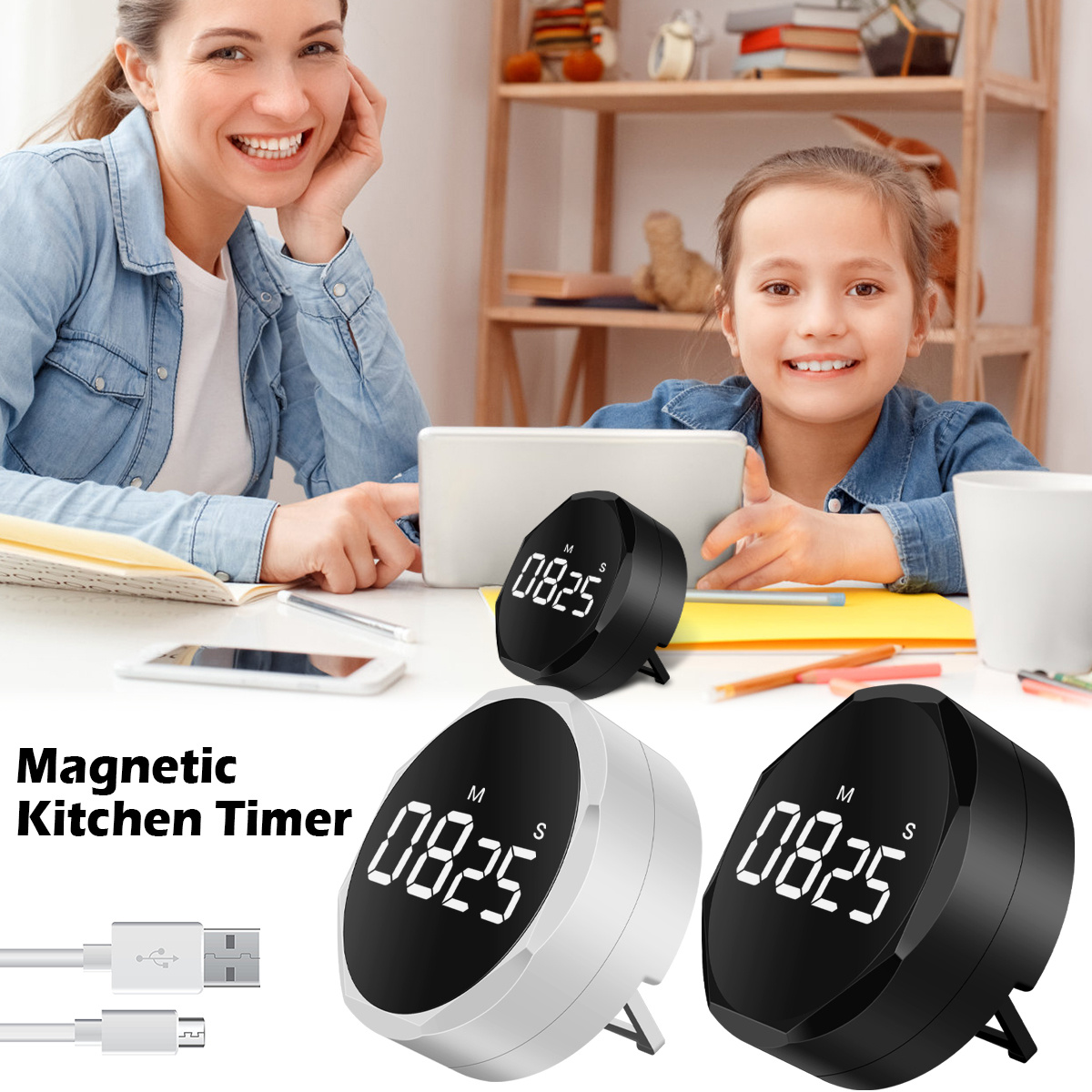 Rotary Digital Timer Cooking Kitchen Clock, LED Display, Magnetic in 2023