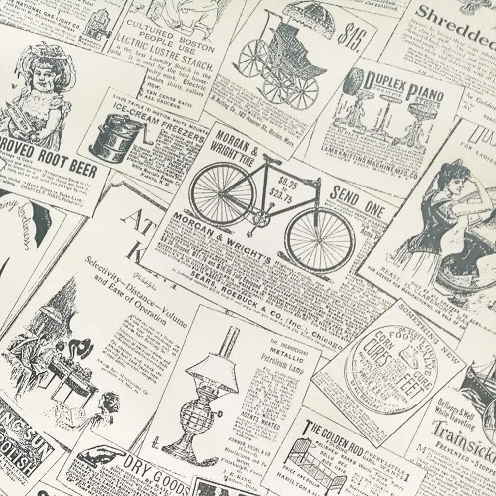 Newsprint Fabric, Wallpaper and Home Decor