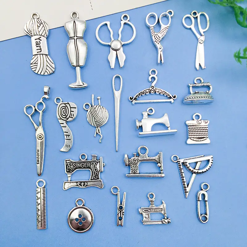 10/20/30pcs Assorted Varieties Diy Retro Jewelry Accessories, Bracelet  Necklace Pendant Accessories, Silvery Sewing Tools Scissors Pendant,  Jewelry Ma