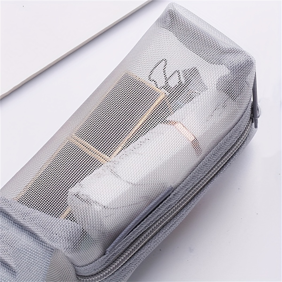 Mesh Pouch Make Up Bag With Zipper Cosmetic Organizer Pouch - Temu