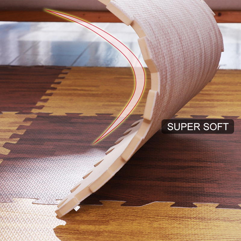 Eva Imitation Wood Grain Puzzle Floor Mat, ( Thickened + Send 10