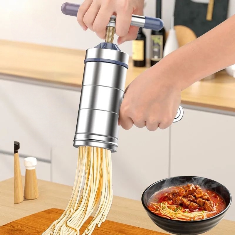1 Set, Pasta Maker Machine, Stainless Steel Manual Noodles Press Machine  Pasta Maker, With Noodle Mould, Manual Hand Twist Pasta Maker, For Homemade  P