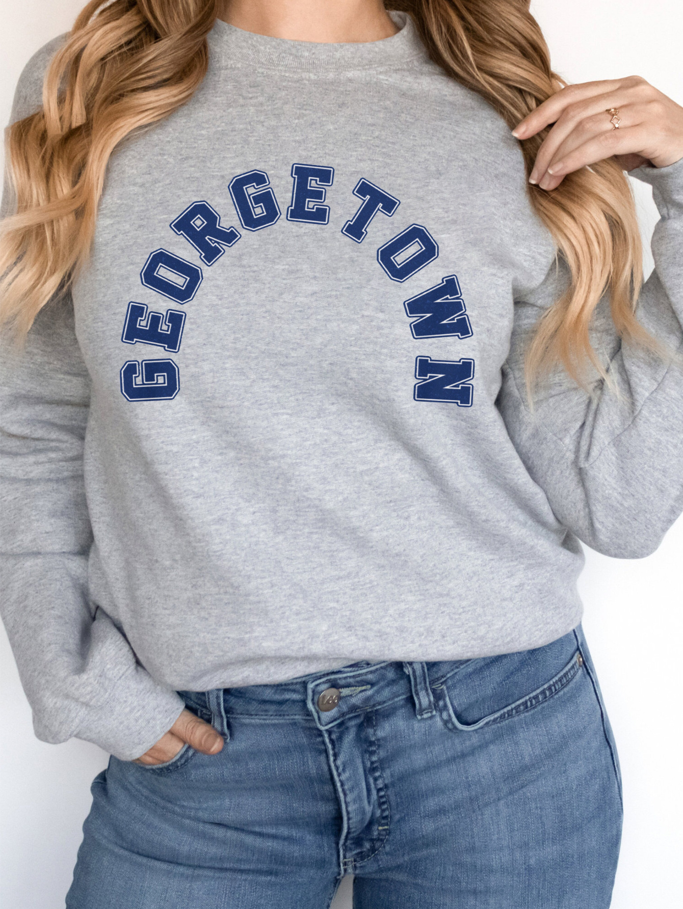 Georgetown Letter Print Pullover Sweatshirt Casual Long - Temu