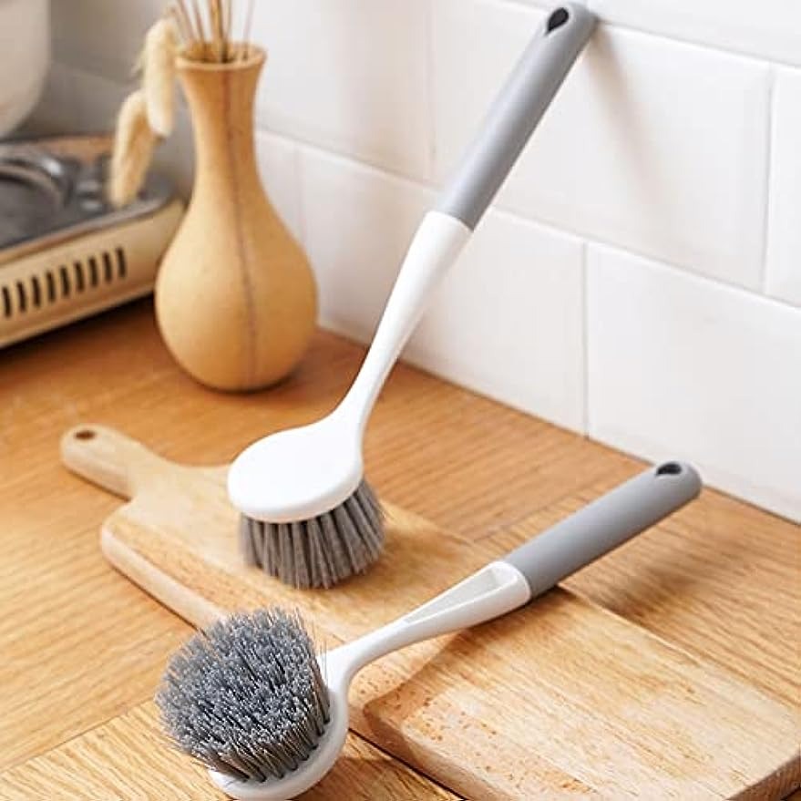 Dish Brush With Long Handle Round Scrubbing Brush For Pans - Temu