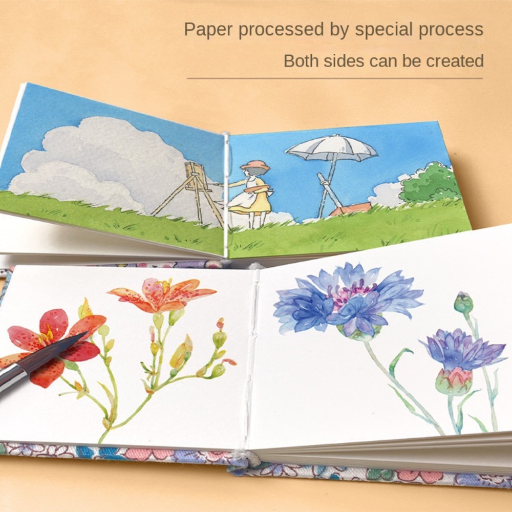 Mini Portable Watercolor Book Travel Sketch Paper Fine Grain - Temu