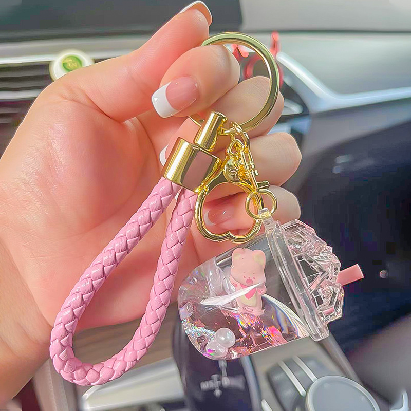 Acrylic Moving Liquid Keyrings  Acrylic Keychain Creative Milk