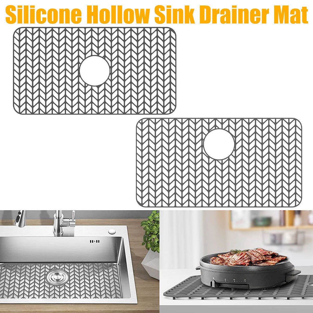 1pc Silicone Sink Saddle, Large And Durable Sink Divider Mat With No  Suction Cups, Kitchen Divided Sink Protector Mat For Glassware Dishes, Easy  To Cl