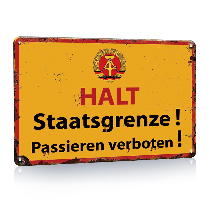 

1pc Warning Halt Staatsgrenze Passieren Verboten Sign, German Language Decor, Wall Vintgae Retro Plaque Wall Art Decor, Garage Decor, Room Decor, Street Decor, Wall Decor, (8''x12''/20cm*30cm)